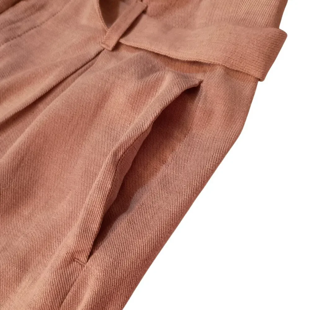Banana Republic Linen Blend Pants High Waisted Sash Belt Front Pockets Ladies 10